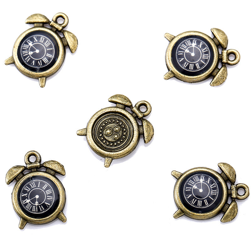 17×11mm Colorful Clock Charms – Korean-Style Zinc Alloy Enamel-Style Watch Pendants for DIY Bracelets, Necklaces & Jewelry Making