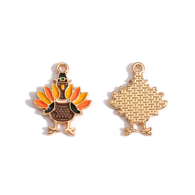 Thanksgiving Turkey Alloy Charms – Colorful Fall Holiday Enamel-Style Pendants for DIY Bracelets, Keychains & Jewelry Making
