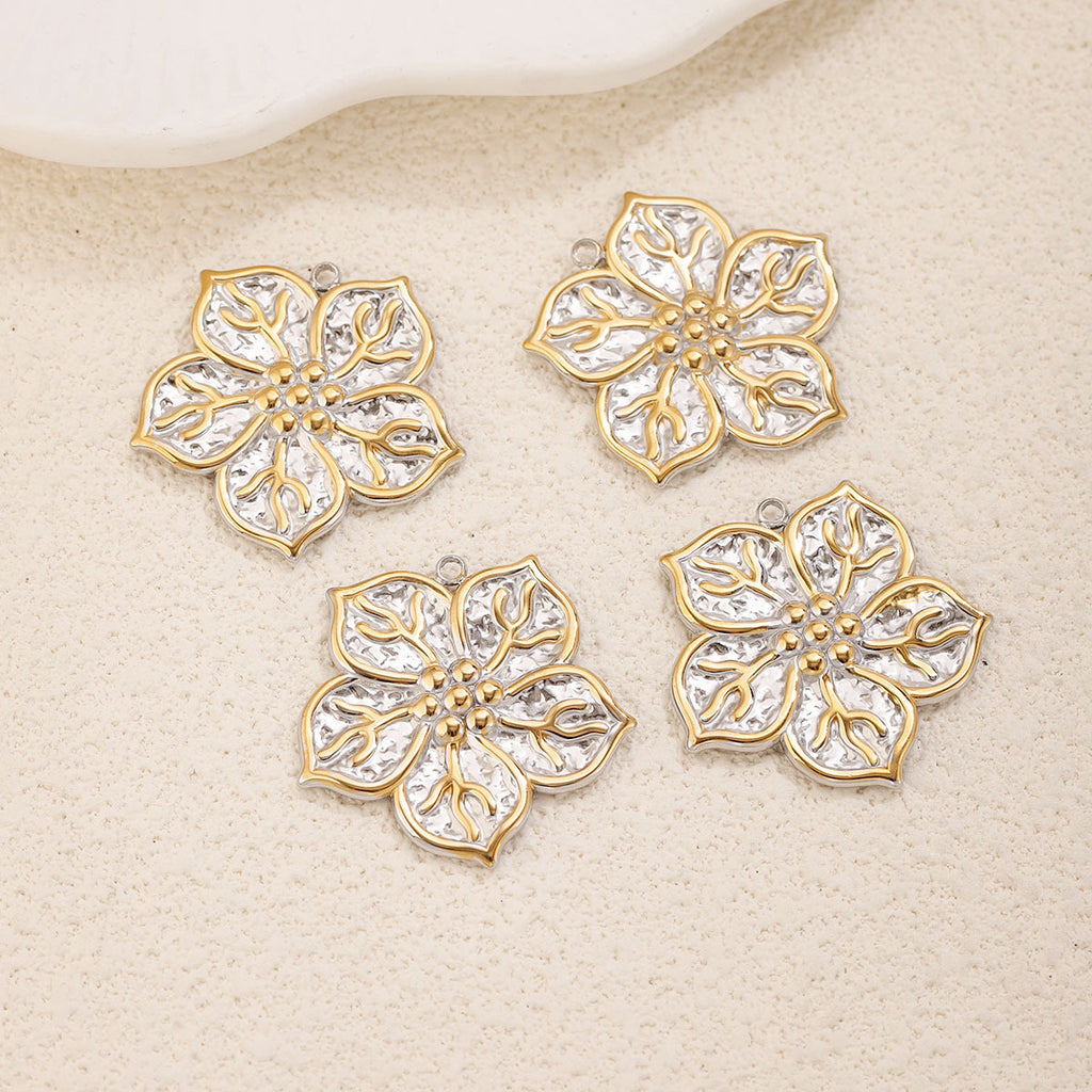 Vintage Five-Petal Flower Stainless Steel Pendant