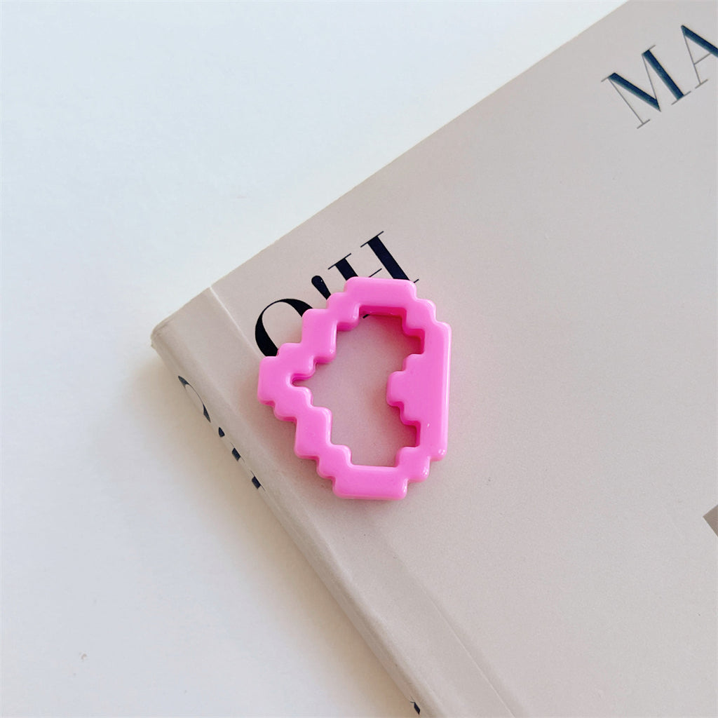 Colorful Pixel Heart Acrylic Beads – Painted Heart Frame Beads for DIY Phone Charms, Bracelets, Keychains & Jewelry Making