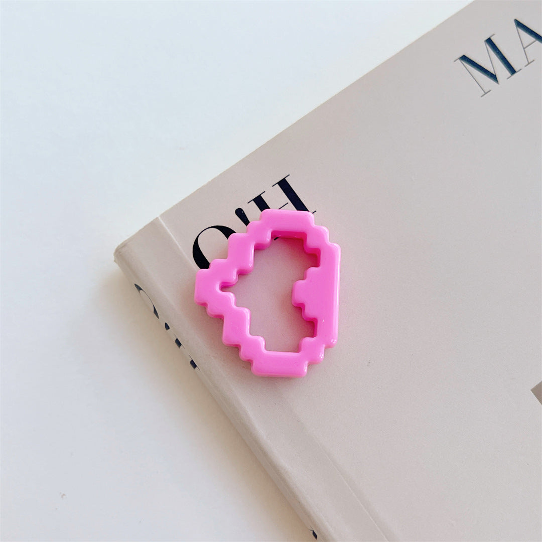 Colorful Pixel Heart Acrylic Beads – Painted Heart Frame Beads for DIY Phone Charms, Bracelets, Keychains & Jewelry Making