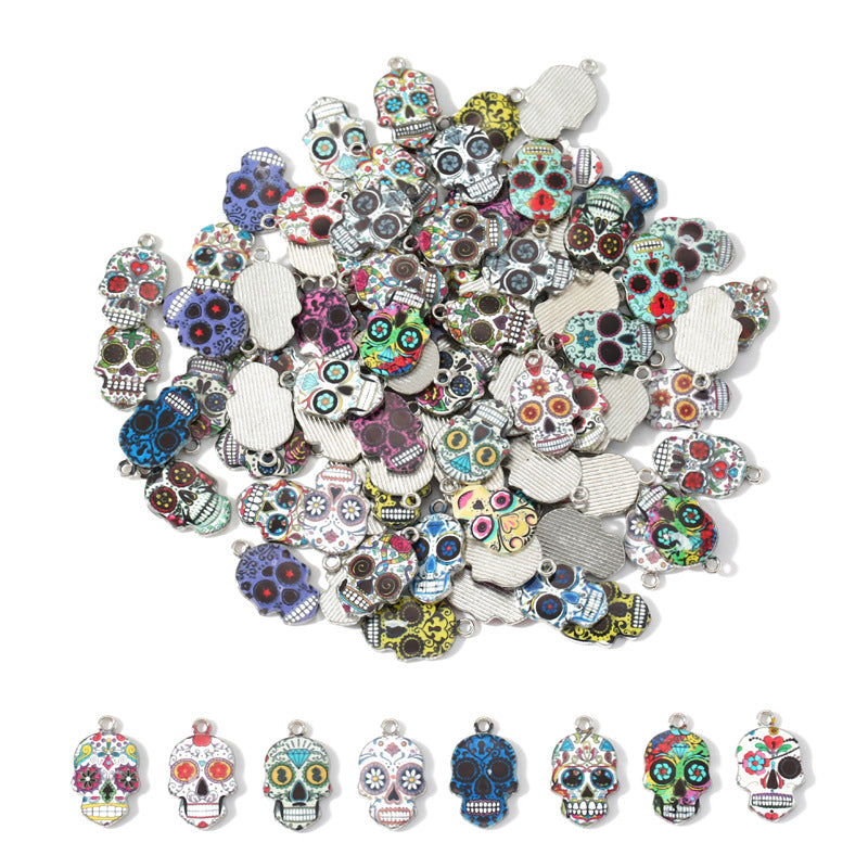 Colorful Enamel Skull Charms – Printed Alloy Skull Pendants for DIY Bracelets, Necklaces, Earrings & Jewelry Making