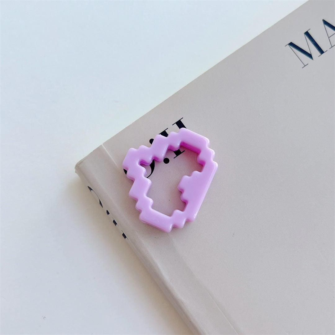 Colorful Pixel Heart Acrylic Beads – Painted Heart Frame Beads for DIY Phone Charms, Bracelets, Keychains & Jewelry Making