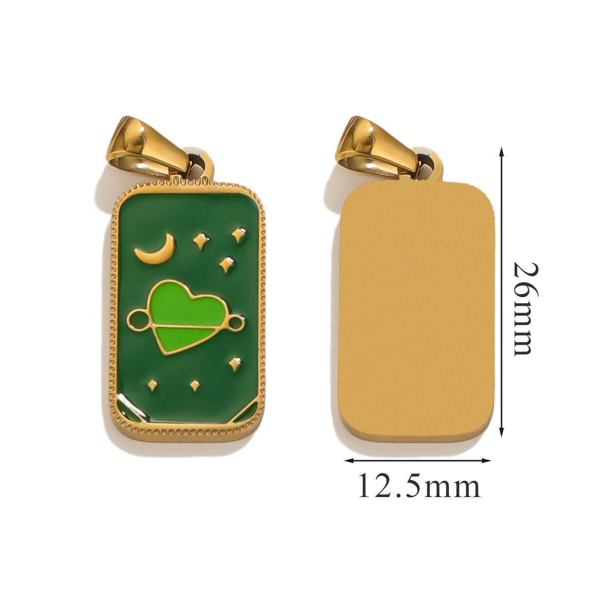 Stainless Steel Enamel Tarot Card Pendant Charms 5pcs