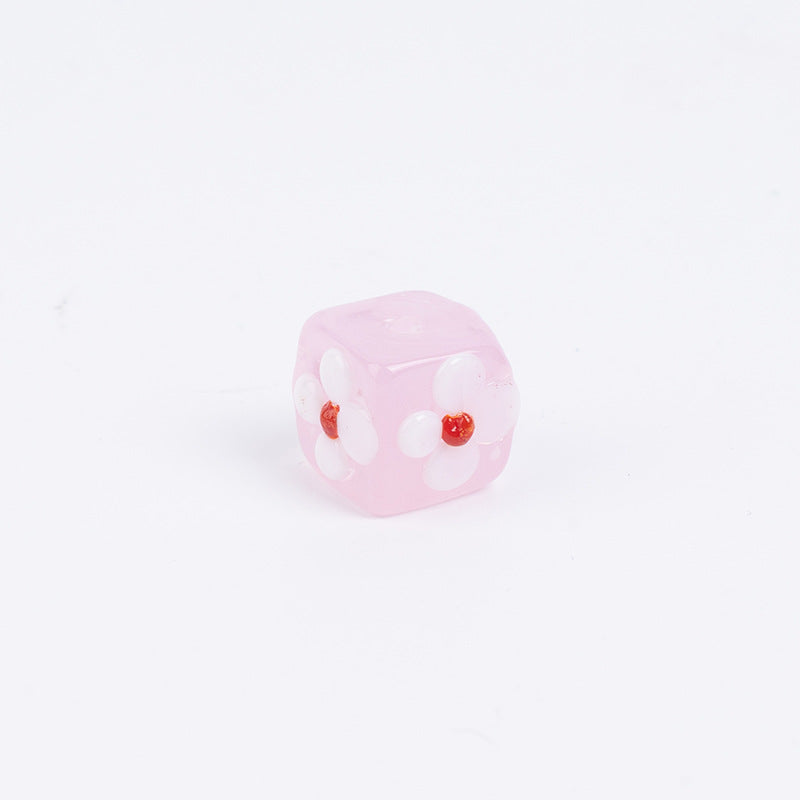 Colorful Square Flower Lampwork Beads