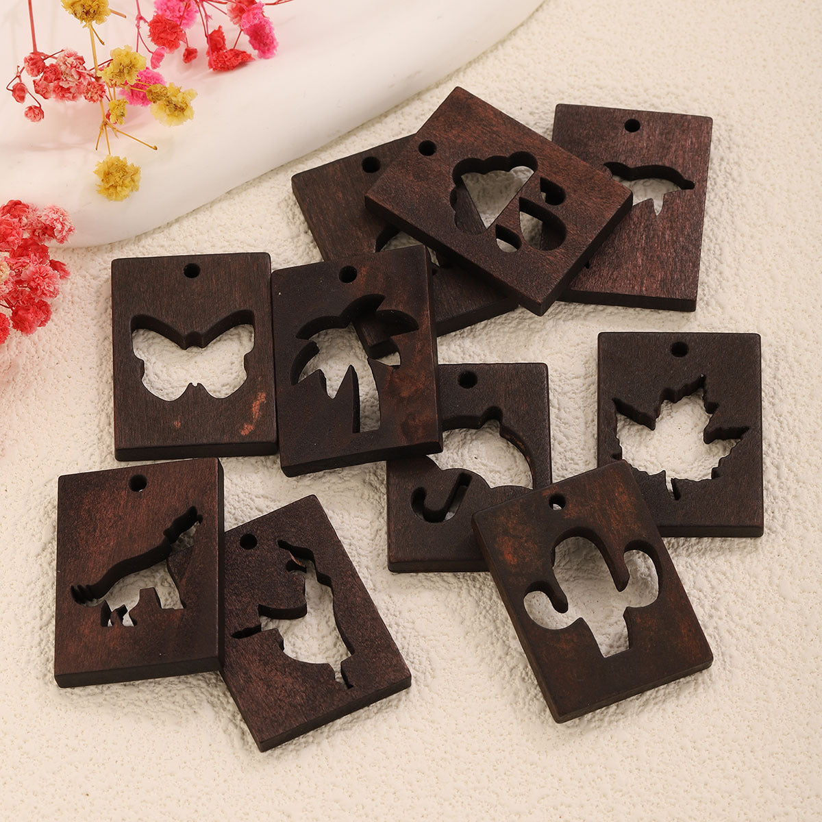 Engraved Wood Pendant Charms