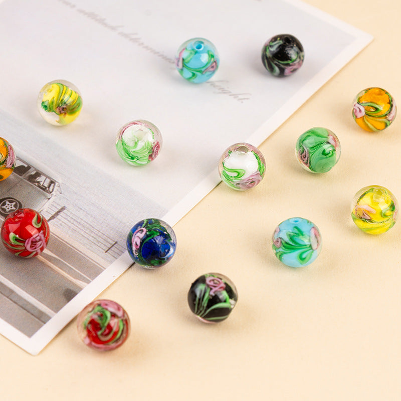 Handmade Wheat-Ear Flower Glass Beads