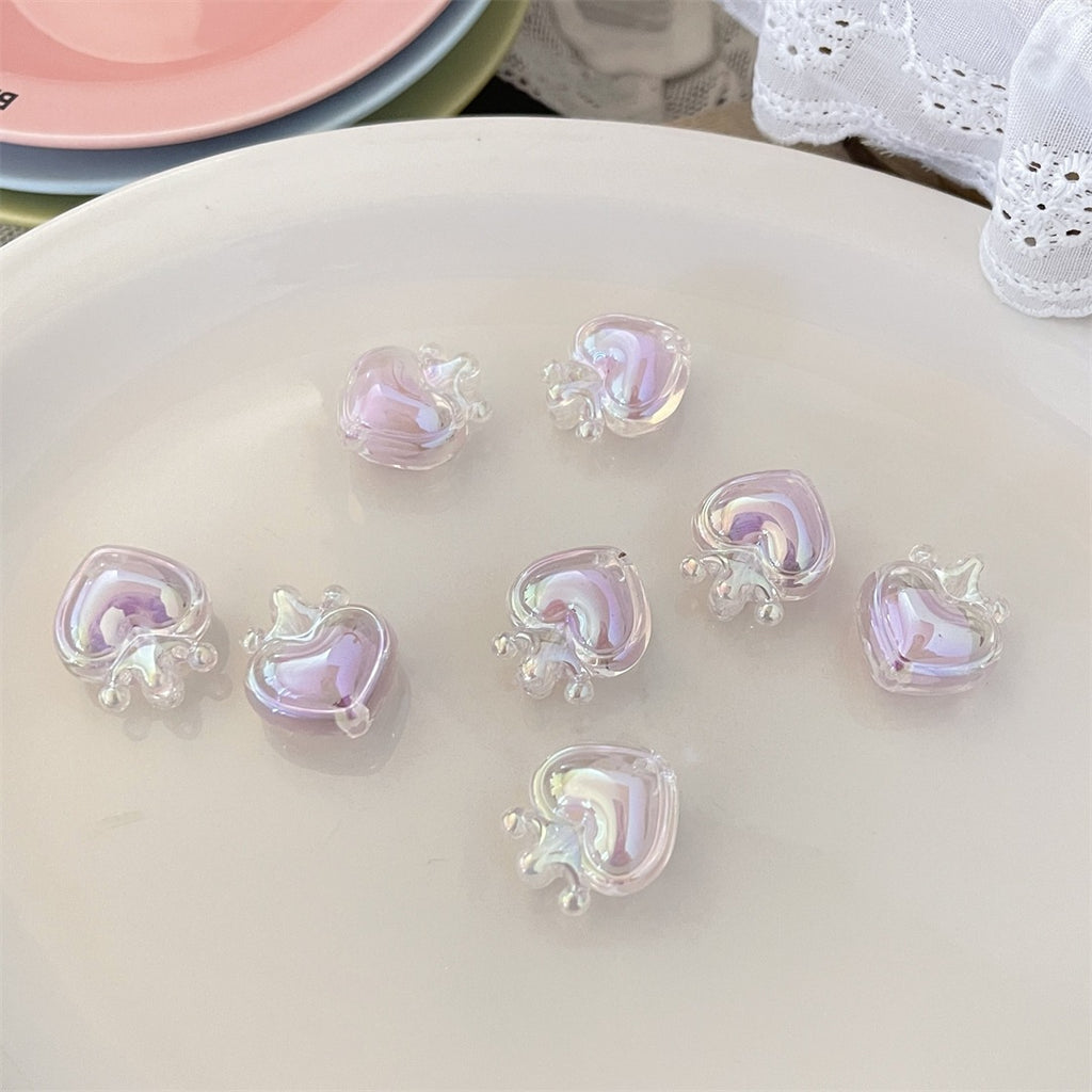 Transparent Acrylic Crown & Heart Beads – Colorful Vertical-Hole Beads for DIY Bracelets, Phone Charms, Keychains & Jewelry Making