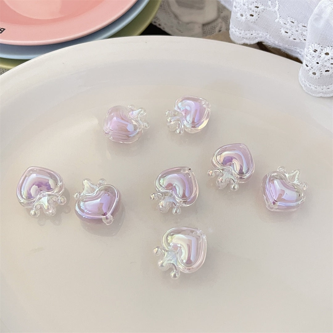 Transparent Acrylic Crown & Heart Beads – Colorful Vertical-Hole Beads for DIY Bracelets, Phone Charms, Keychains & Jewelry Making