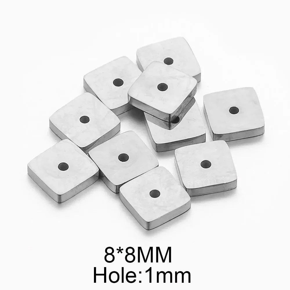 Polished Faceted Stainless Steel Square Spacer Beads for DIY Jewelry 10pcs