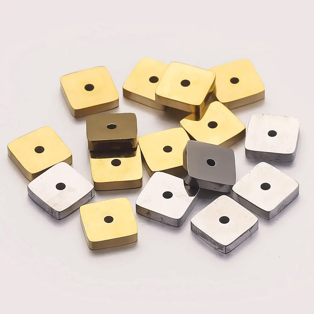 Polished Faceted Stainless Steel Square Spacer Beads for DIY Jewelry 10pcs