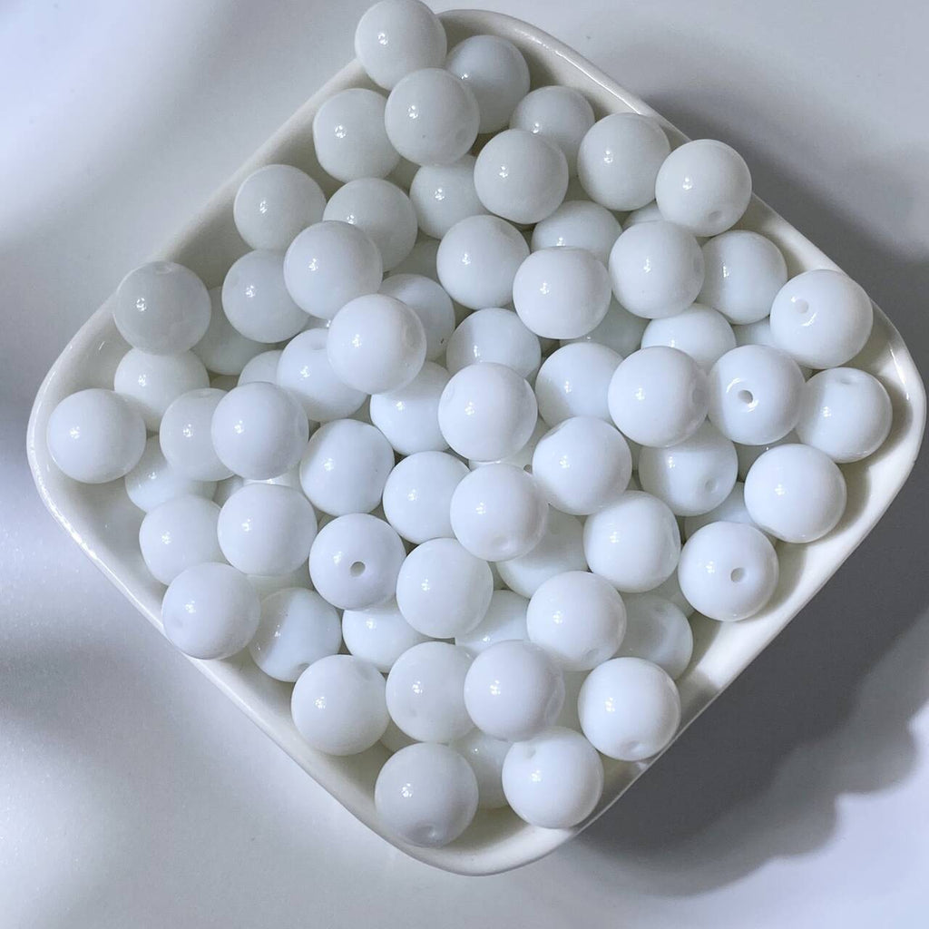 Jade-Style Glass Round Beads