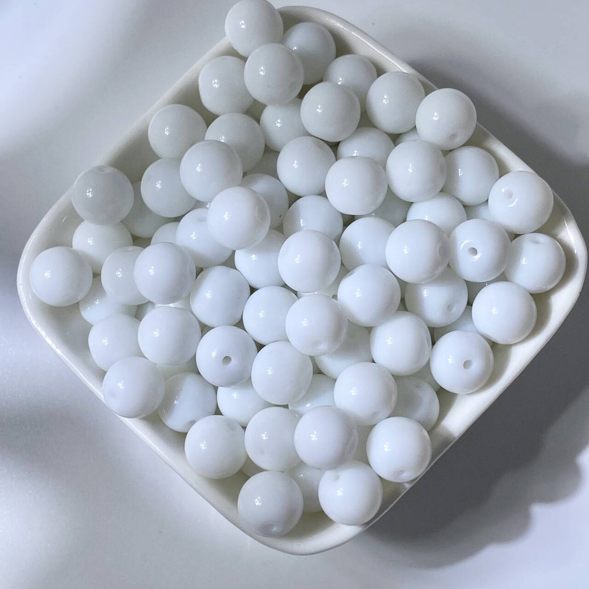 Jade-Style Glass Round Beads