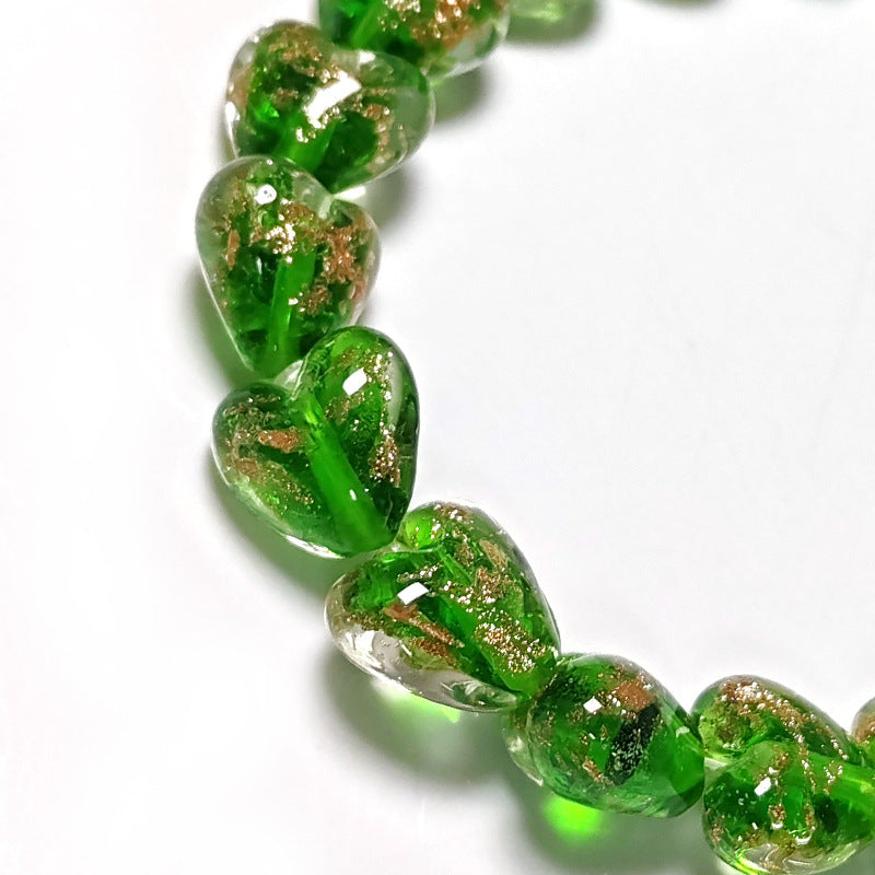 Gold Sand Heart Glazed Beads