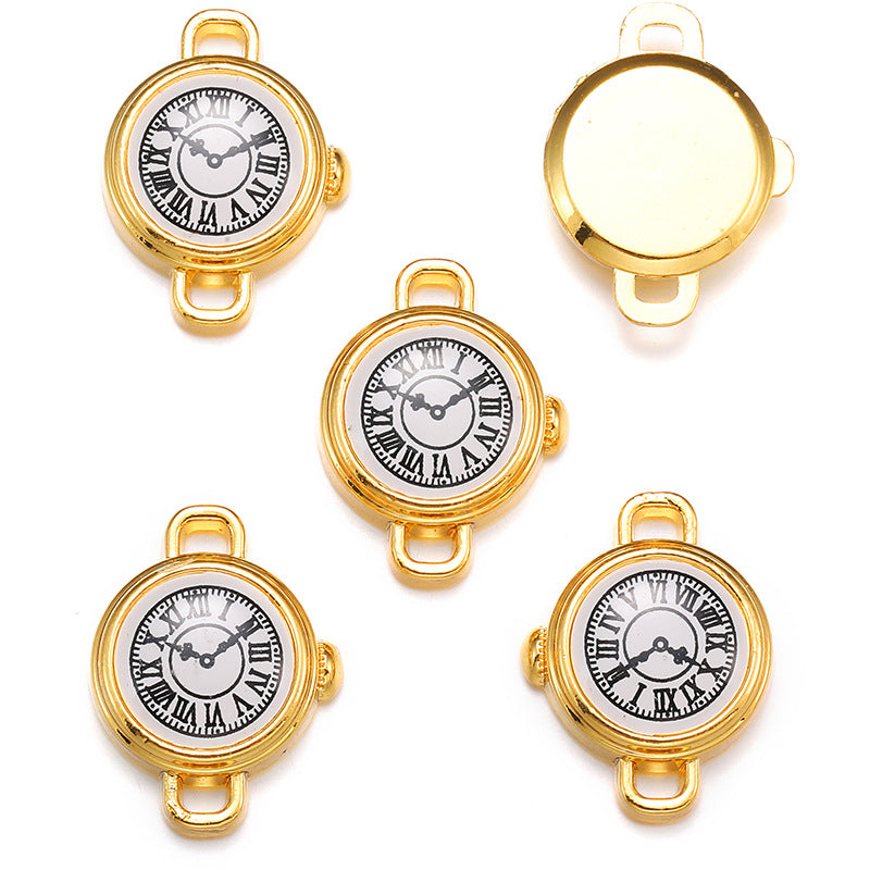 17×11mm Colorful Clock Charms – Korean-Style Zinc Alloy Enamel-Style Watch Pendants for DIY Bracelets, Necklaces & Jewelry Making