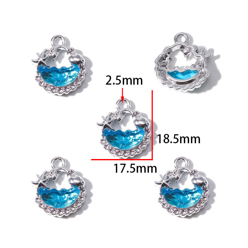 Blue Glass Inlay Jellyfish Charms – Ocean-Inspired Alloy Jellyfish Pendants for DIY Bracelets, Necklaces & Jewelry Making