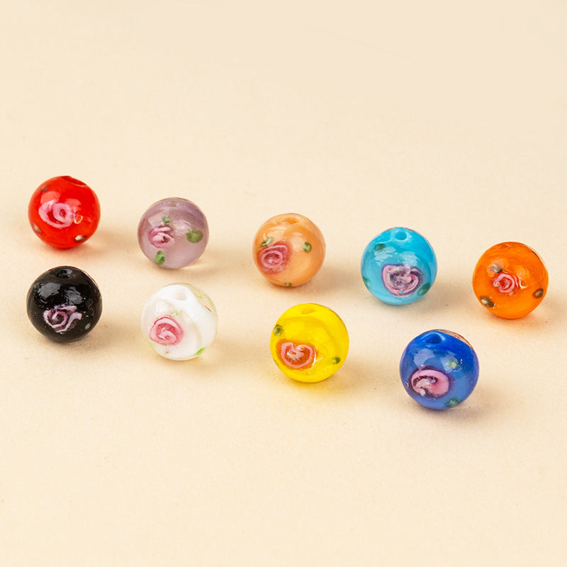 Double-Sided 3D Flower Glass Beads