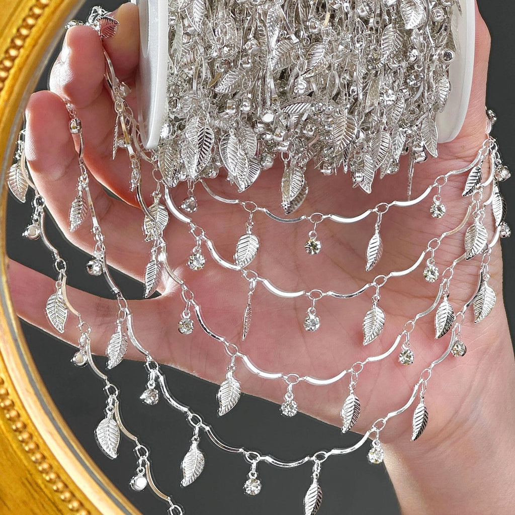 Leaf Rhinestone Decorative Chain – 10 Meters