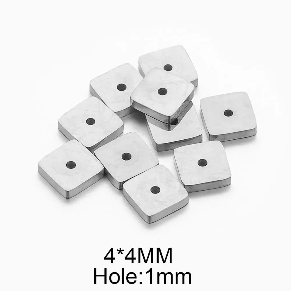 Polished Faceted Stainless Steel Square Spacer Beads for DIY Jewelry 10pcs