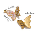 Vintage Patterned Stainless Steel Butterfly Pendant Charm 2pcs