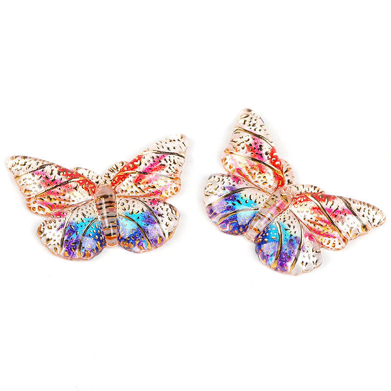 Colorful Acrylic Butterfly Beads – Gold Foil Butterfly Charms with Holes for DIY Jewelry, Hair Clips, Floral Arrangements & Crafts