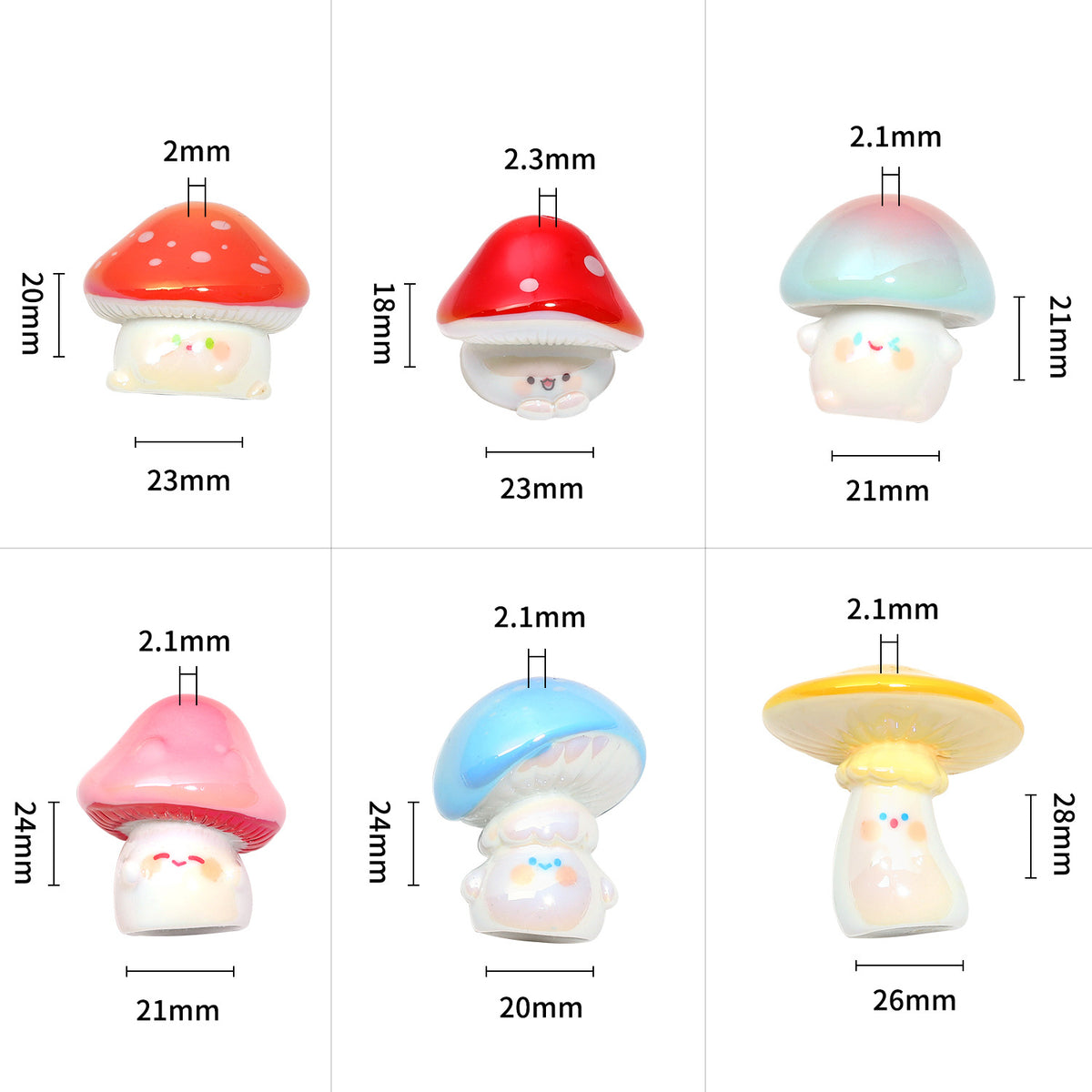 Cute Mushroom Resin Beads