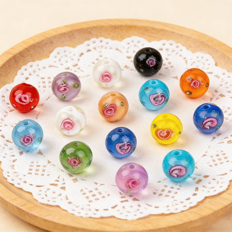 Double-Sided 3D Flower Glass Beads