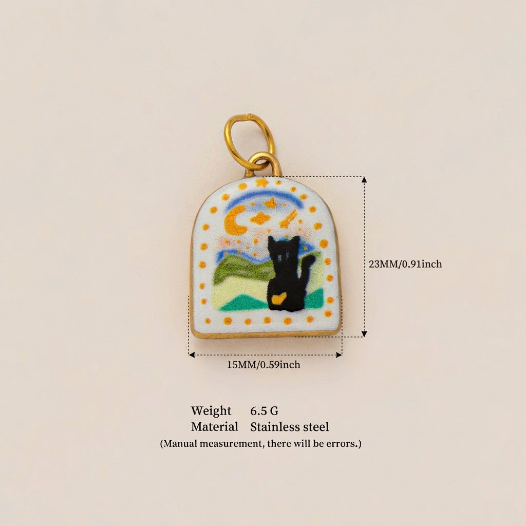 18K Gold-Plated Colorful Heart Pendant Charms