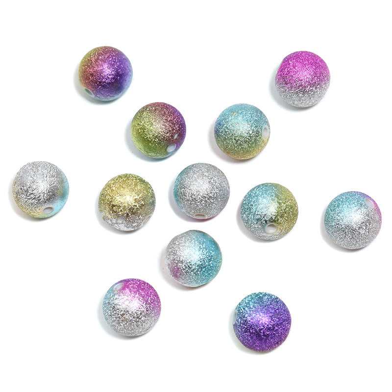 Gradient Textured Round Beads – Wrinkled Finish Straight-Hole Loose Beads for DIY Bracelets, Phone Charms, Keychains & Jewelry Making