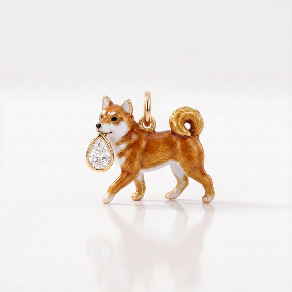3D Puppy and Deer Crystal Pendant Charms