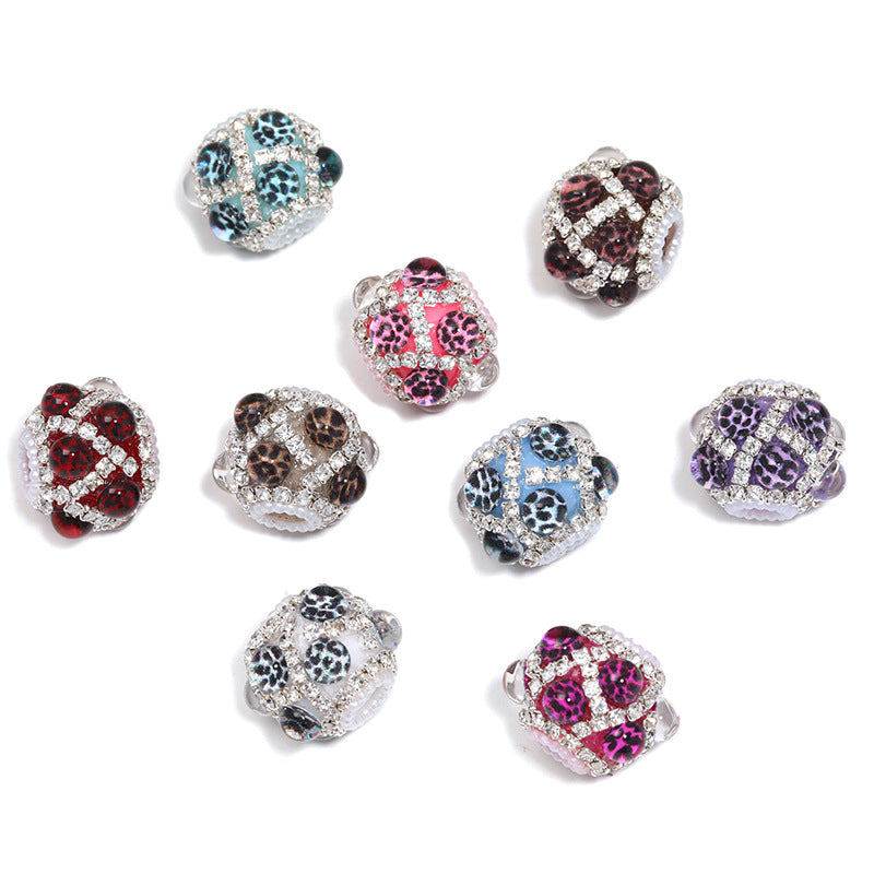Leopard Print Mermaid Rhinestone Ball Beads – Straight-Hole Decorative Beads for DIY Beadable Pens, Keychains & Jewelry Making