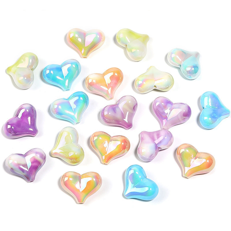 Gradient Cream Heart Beads – Pastel Ombre Heart-Shaped Straight-Hole Beads for DIY Phone Charms, Keychains, Bracelets & Jewelry Making