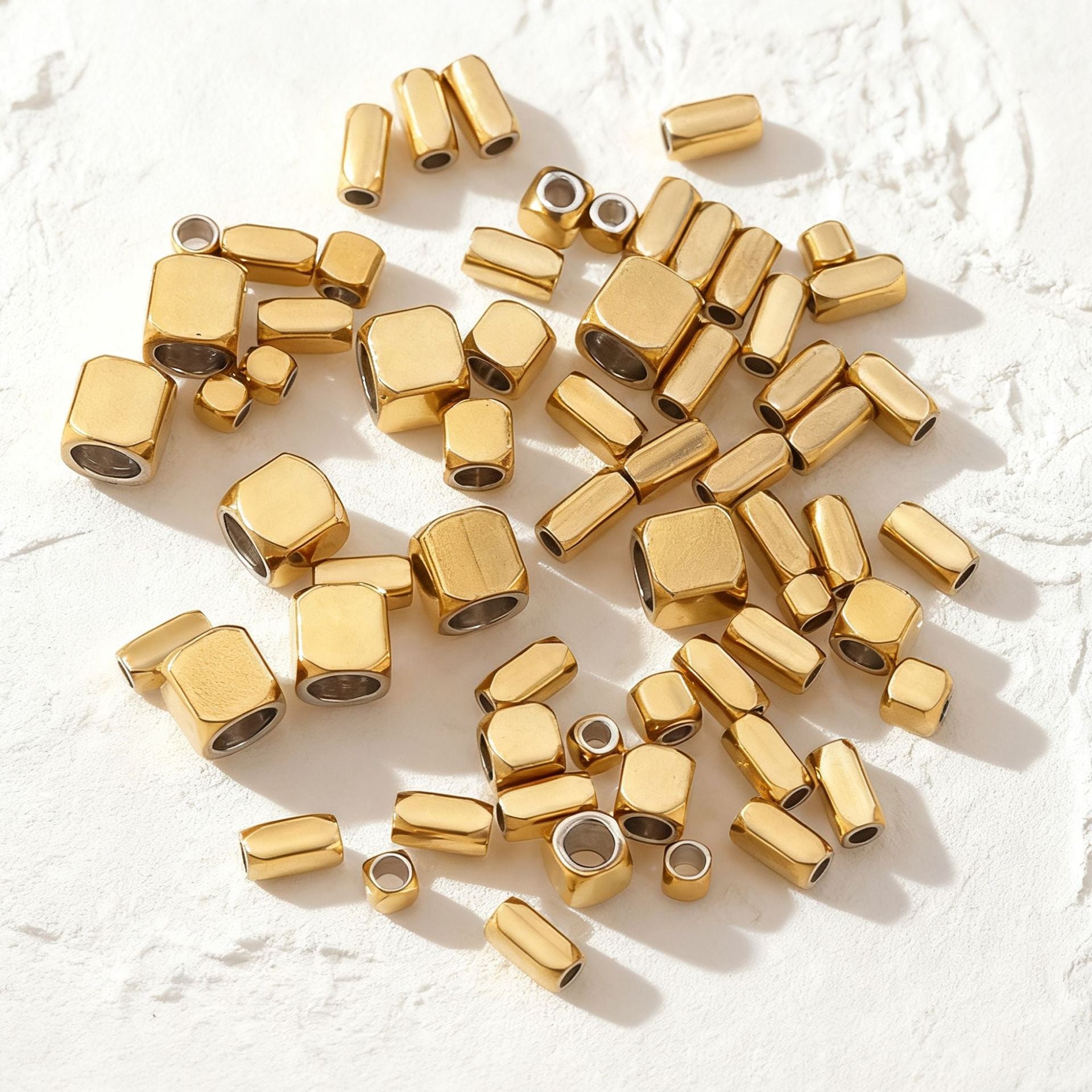 Geometric Square and Rectangle Stainless Steel Spacer Beads for DIY Jewelry