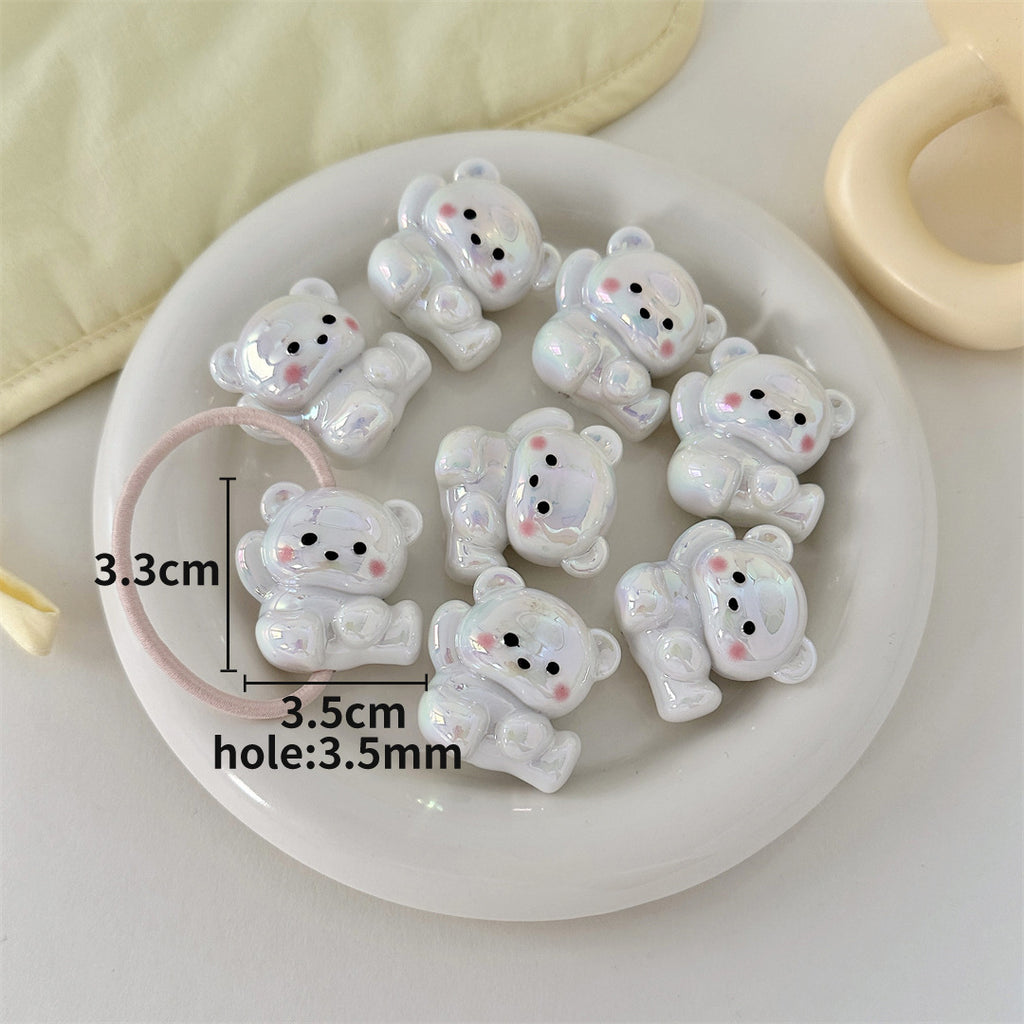 3D Cartoon Animal Acrylic Beads – UV-Finished Hand-Painted Style Straight-Hole Beads for DIY Phone Charms, Bracelets & Keychains