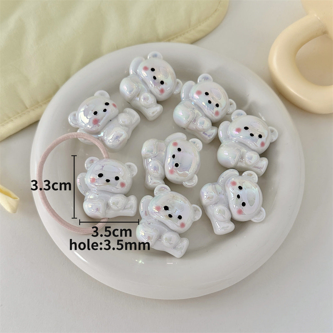 3D Cartoon Animal Acrylic Beads – UV-Finished Hand-Painted Style Straight-Hole Beads for DIY Phone Charms, Bracelets & Keychains