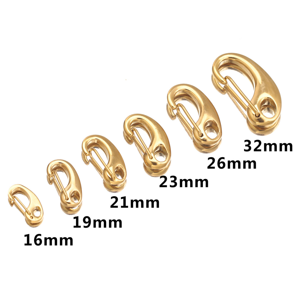 Polished Stainless Steel D-Shaped Carabiner Clasps for DIY Jewelry – 16mm–32mm