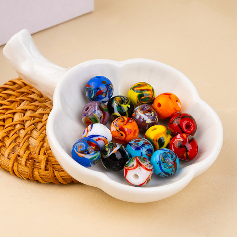 Painted Glass Round Beads