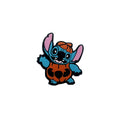 Blue cartoon character wearing an orange pumpkin costume silicone focal bead on white background.