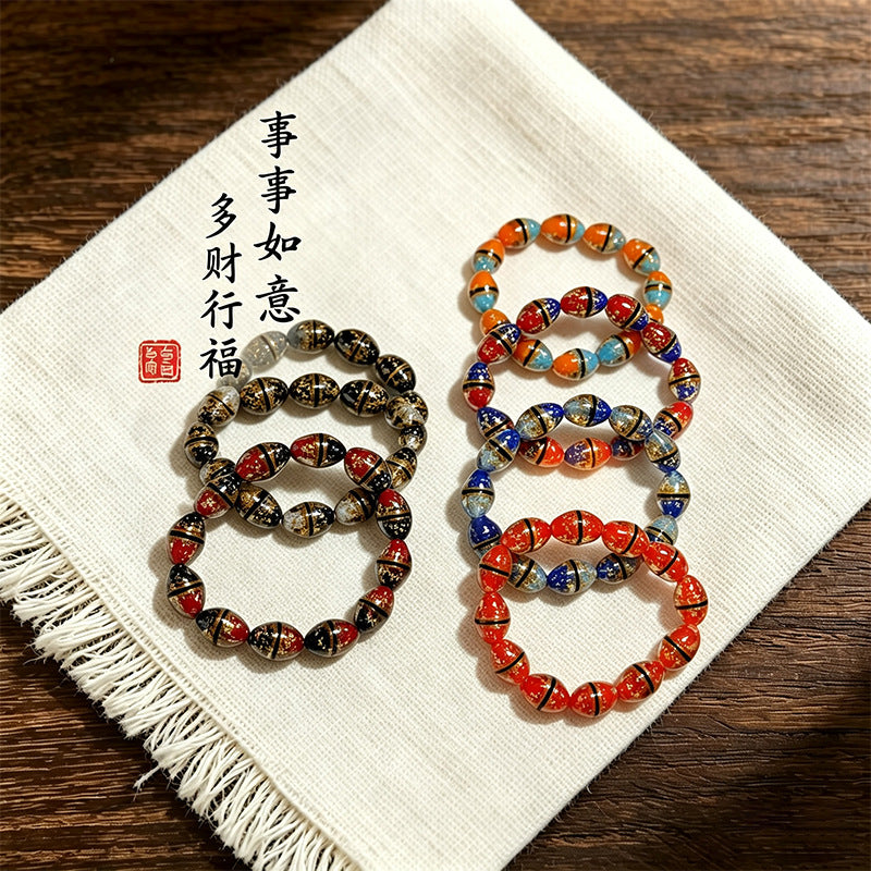 Two-Tone Waist Drum Glass Bracelets