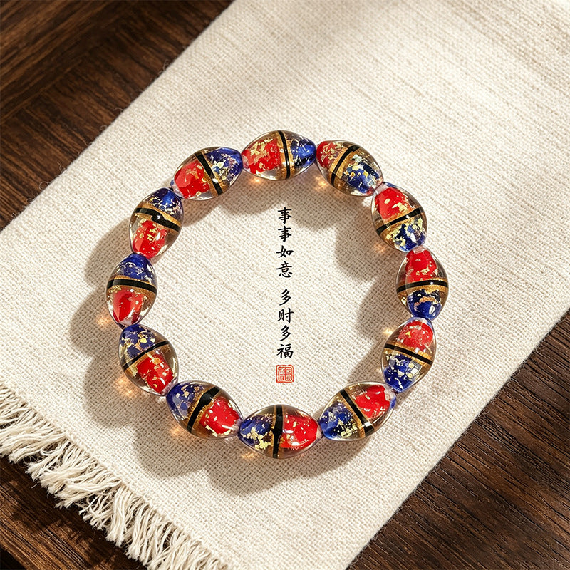 Two-Tone Waist Drum Glass Bracelets