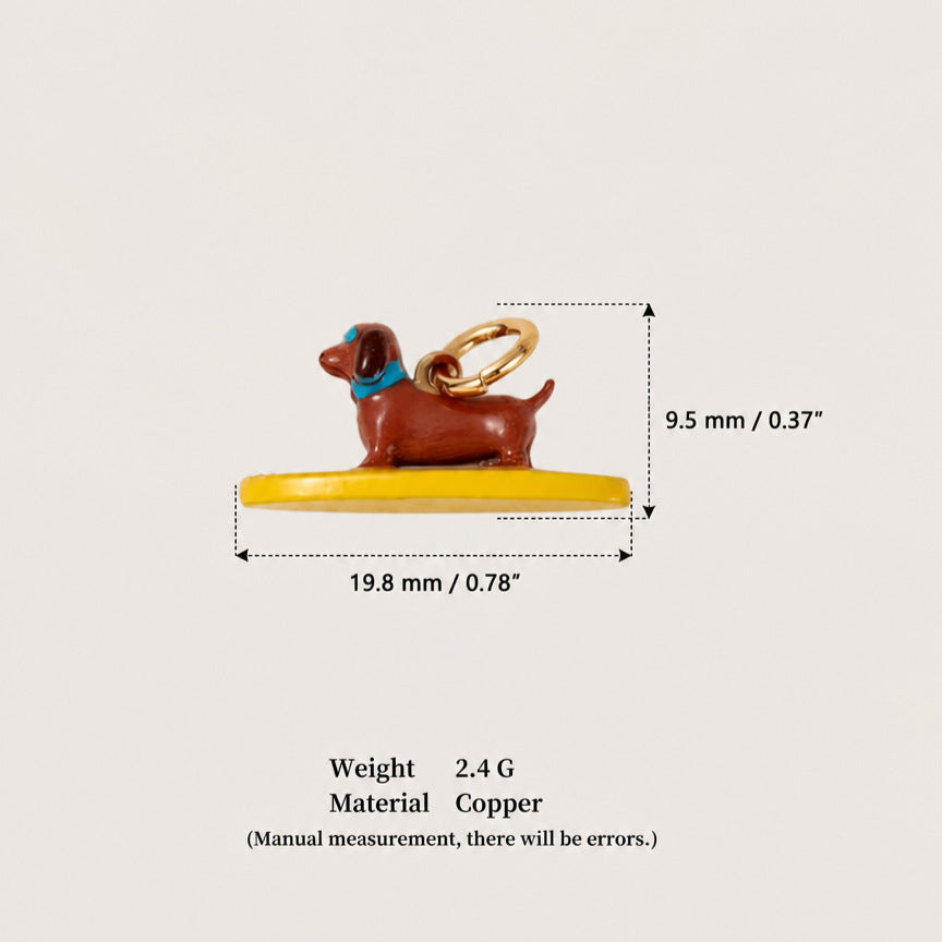 18K Gold-Plated Seaside Surfing Dog Pendant Charms