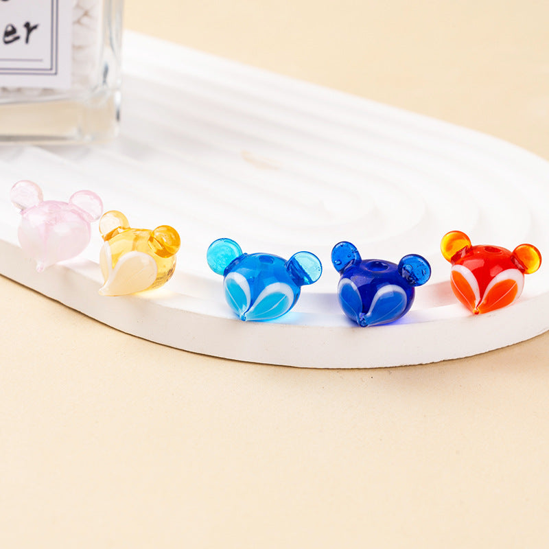 Cute Fox Glass Pendant Beads