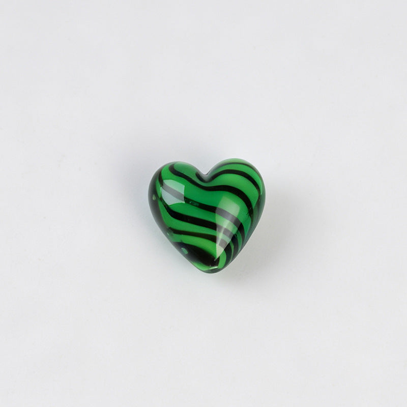 Tiger Pattern Heart Glazed Beads