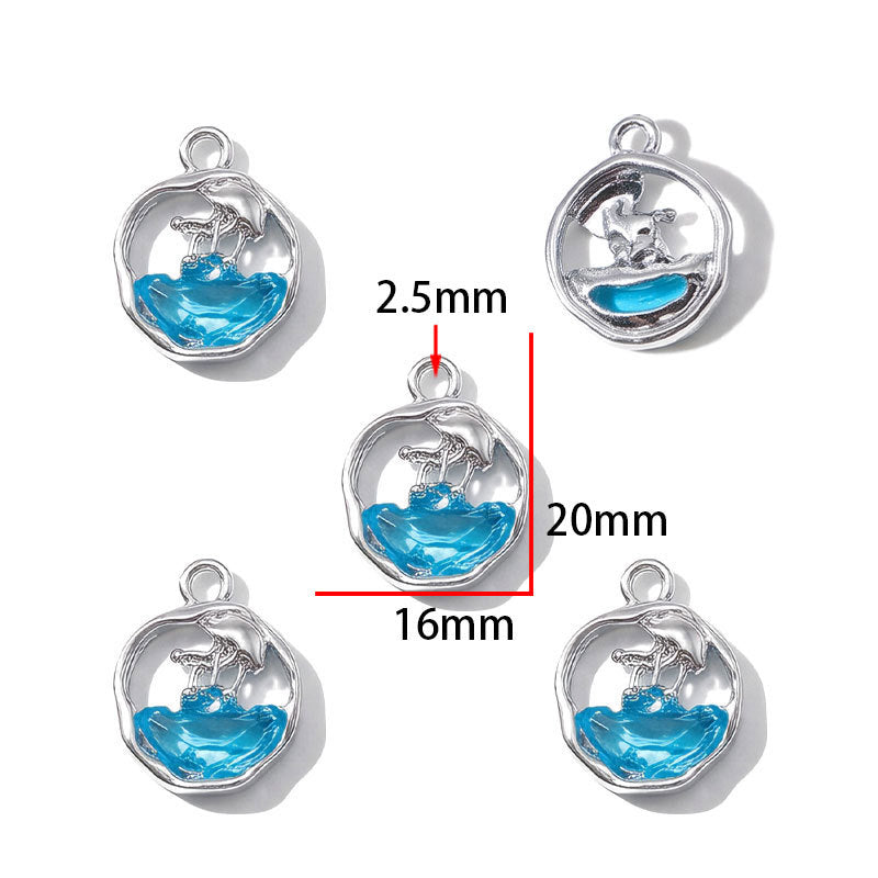 Blue Glass Inlay Jellyfish Charms – Ocean-Inspired Alloy Jellyfish Pendants for DIY Bracelets, Necklaces & Jewelry Making