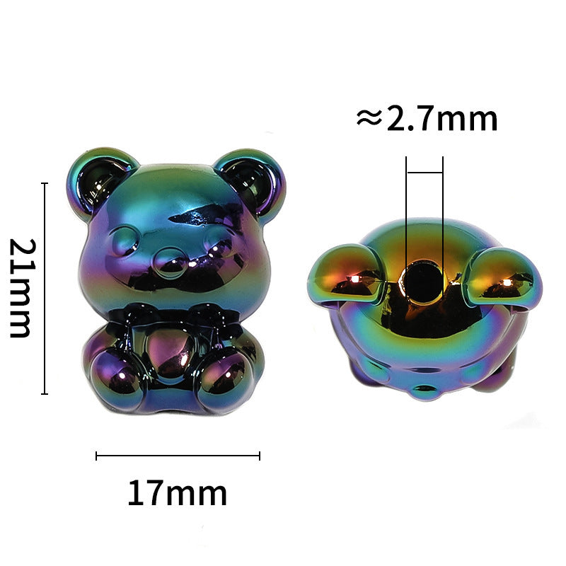 Colorful Acrylic Bear Beads – Plated Cartoon Teddy Bear Beads for DIY Phone Charms, Beadable Pens, Bracelets & Jewelry Making