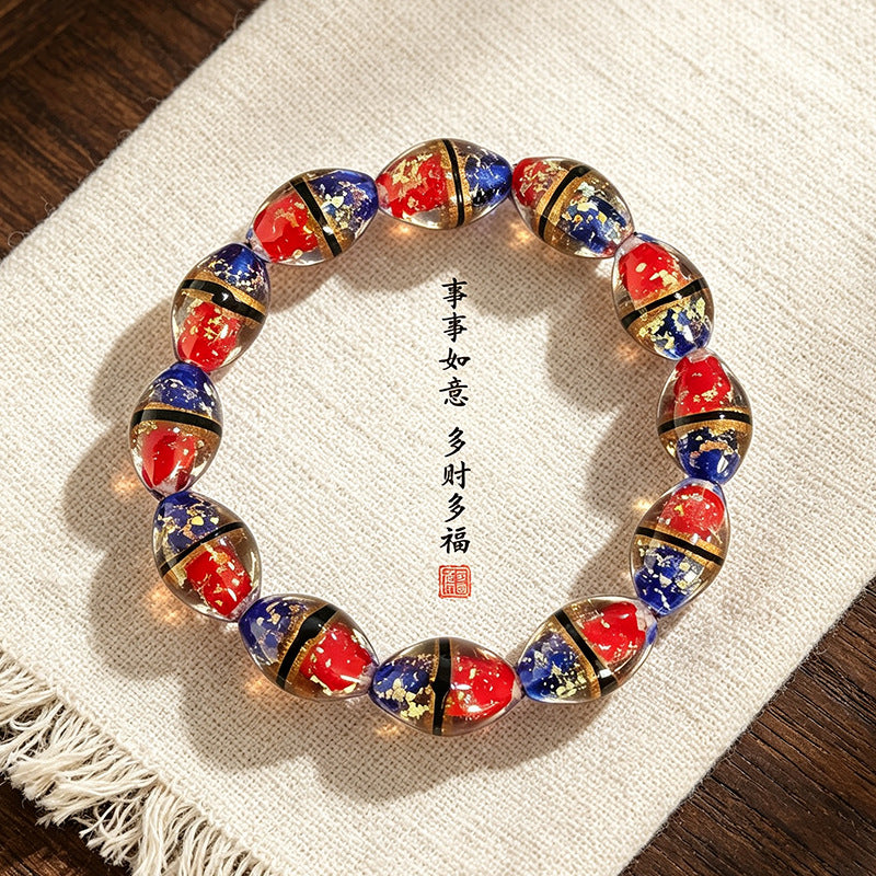 Two-Tone Waist Drum Glass Bracelets