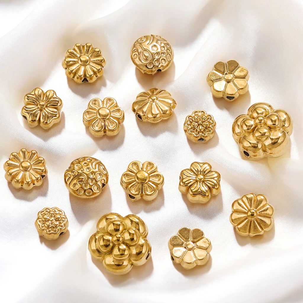 Lavender Flower Stainless Steel Spacer Beads