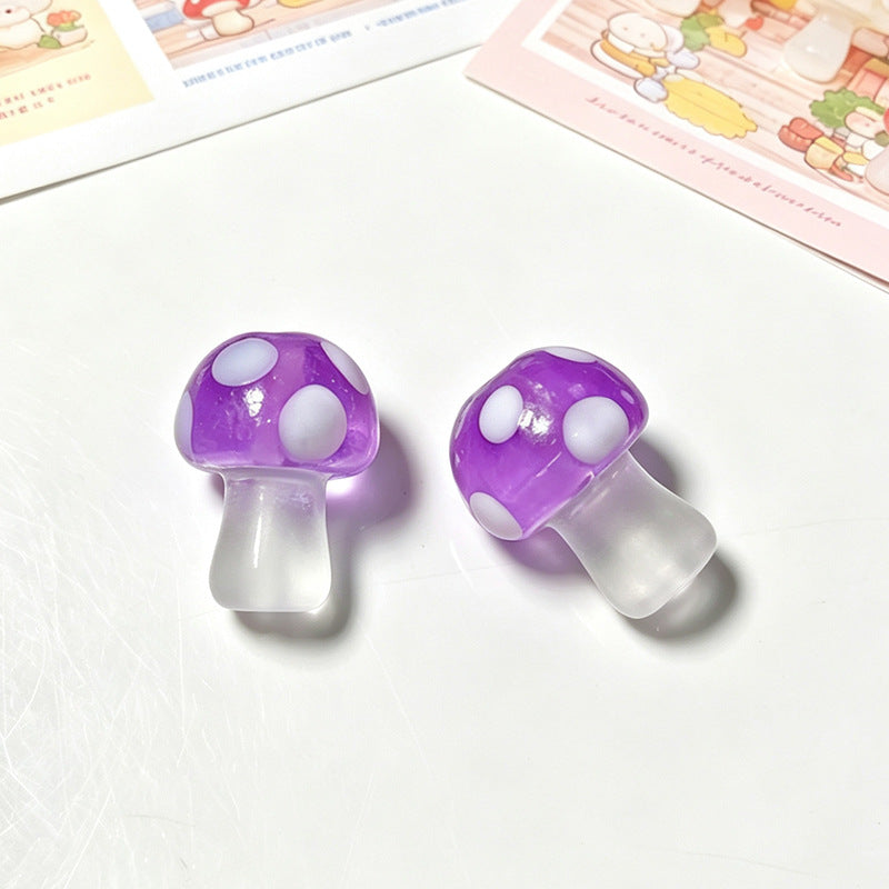 Colorful Frosted Mushroom Glazed Beads