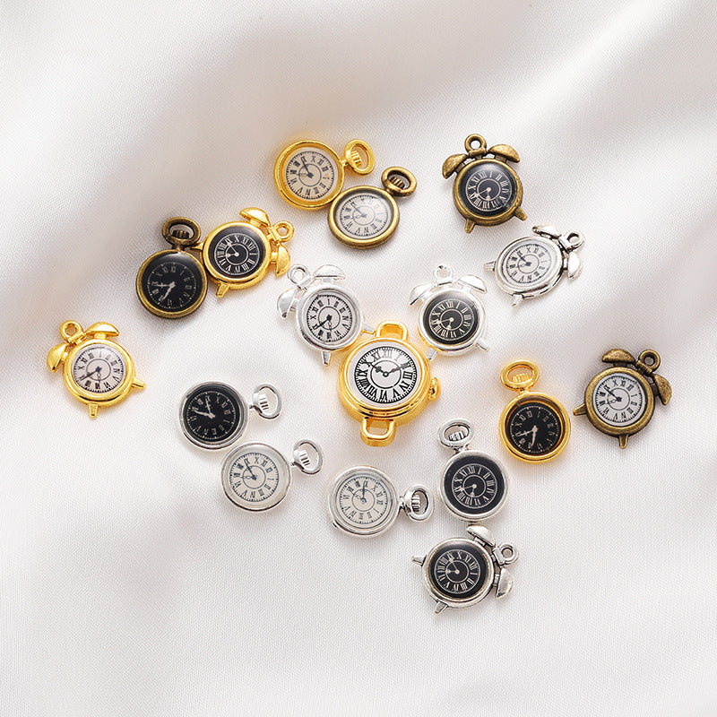 17×11mm Colorful Clock Charms – Korean-Style Zinc Alloy Enamel-Style Watch Pendants for DIY Bracelets, Necklaces & Jewelry Making