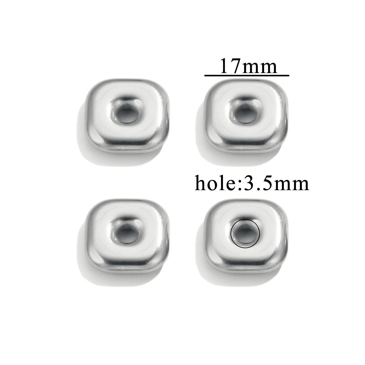 Stainless Steel Large-Hole Geometric Spacer Beads 5pcs
